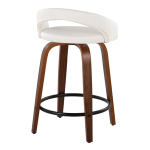 English Elm Fixed-height Swivel Counterstools Walnut Legs Faux Leather Seats Kitchen Island Set B202S01752