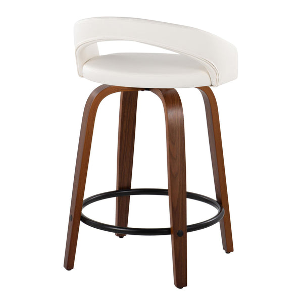 English Elm Fixed-height Swivel Counterstools Walnut Legs Faux Leather Seats Kitchen Island Set B202S01752
