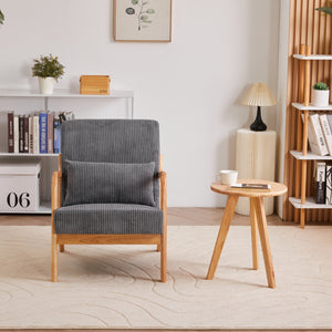English Elm Mid-Century Accent Chair & Coffee Table Set - Vintage Luxury Design For Cozy Living Spaces & Relaxation W2989P362780