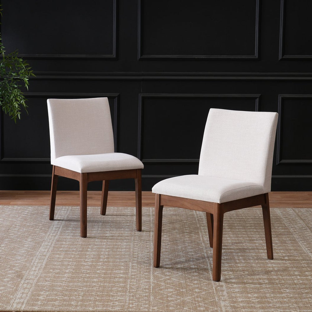 English Elm Set of 2 Upholstered Dining Chairs Rubberwood Legs Minimalist Modern Seating N759P288155K
