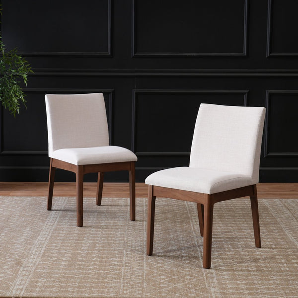 English Elm Set of 2 Upholstered Dining Chairs Rubberwood Legs Minimalist Modern Seating N759P288155K