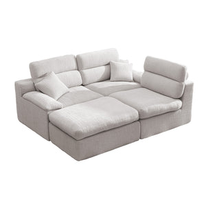 English Elm Corner Chenille Sectional Sleeper Sofa with High Back Support for Apartment Living Light Gray W5532S00035