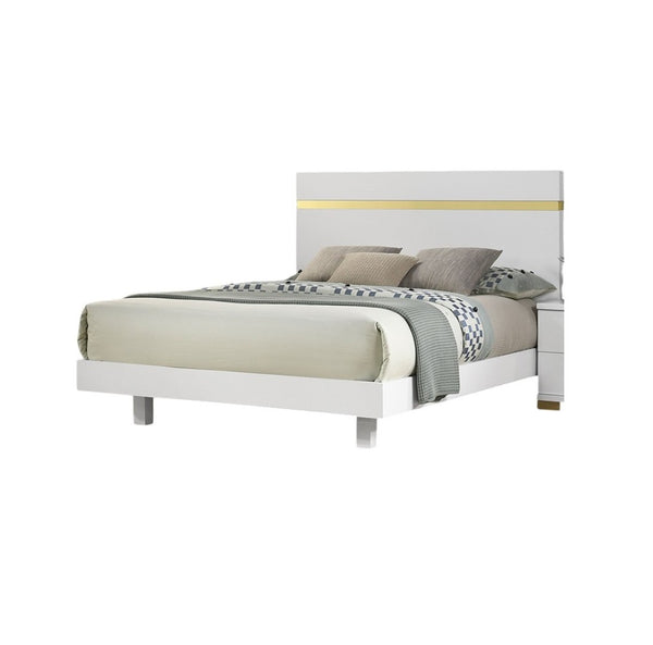 English Elm White Full Size Bed With Underbed Led Lighting, Modern Acrylic Trim & Easy Assembly For Chic Bedrooms B2741S00172-GIGA