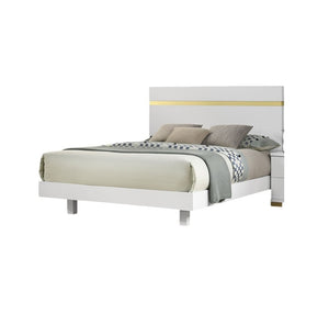 English Elm White Modern Queen Bed With Underbed Led Lighting, Acrylic Trim & Wooden Headboard For Stylish Comfort B2741S00170-GIGA