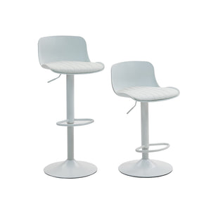 English Elm Bar Stools Set of 2 Adjustable Swivel Pu Leather Kitchen Island Seating with Back White W676P358683