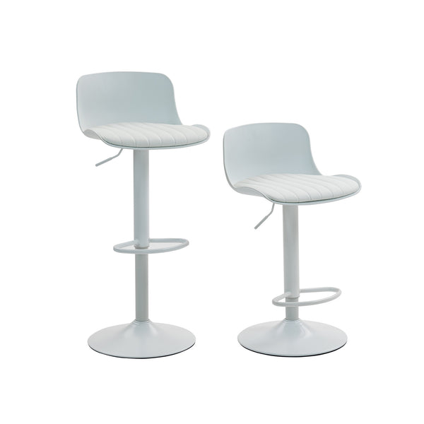English Elm Bar Stools Set of 2 Adjustable Swivel Pu Leather Kitchen Island Seating with Back White W676P358683