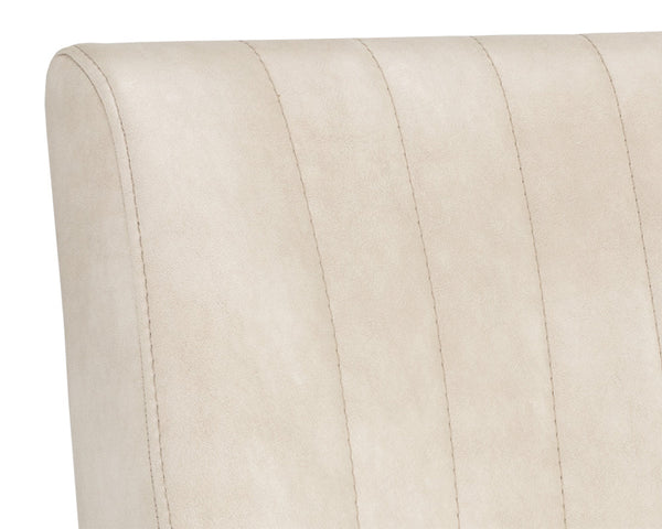 Sunpan Halden Urban Bar Stool with Bold Channel Tufting and Rustic Bronze Steel Frame for Stylish Spaces Bravo Cream