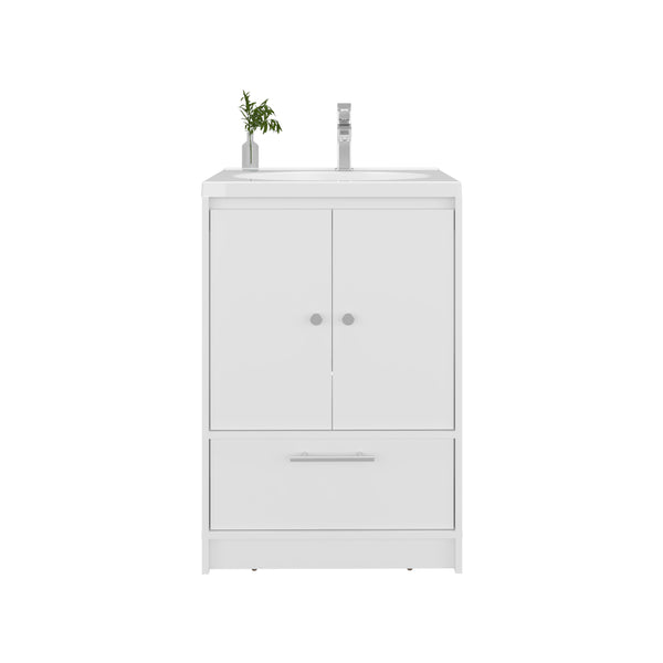 English Elm Bathroom Vanity Slim Sink Cabinet with Single Door, Engineered Wood, Space-Saving Modern Design White 34.25 L x 23.23 W x 13.39 H B097P350321