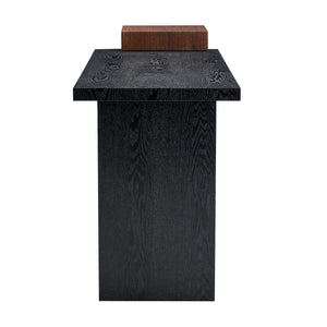 English Elm Modern Wood Grain Console Table with Two Tier Shelving for Entryway or Living Room Black,Walnut W3875S00031