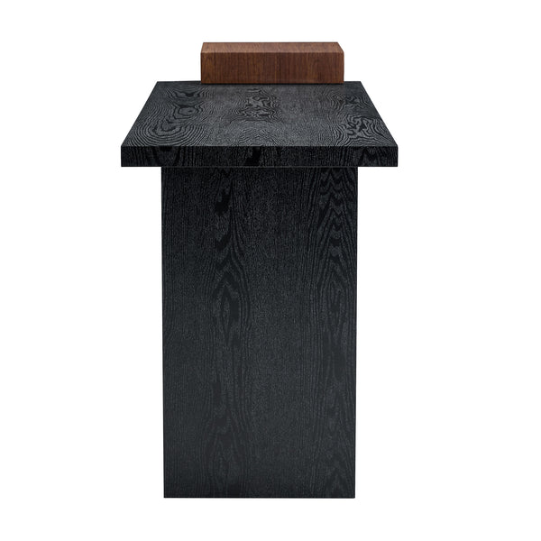 English Elm Modern Wood Grain Console Table with Two Tier Shelving for Entryway or Living Room Black,Walnut W3875S00031