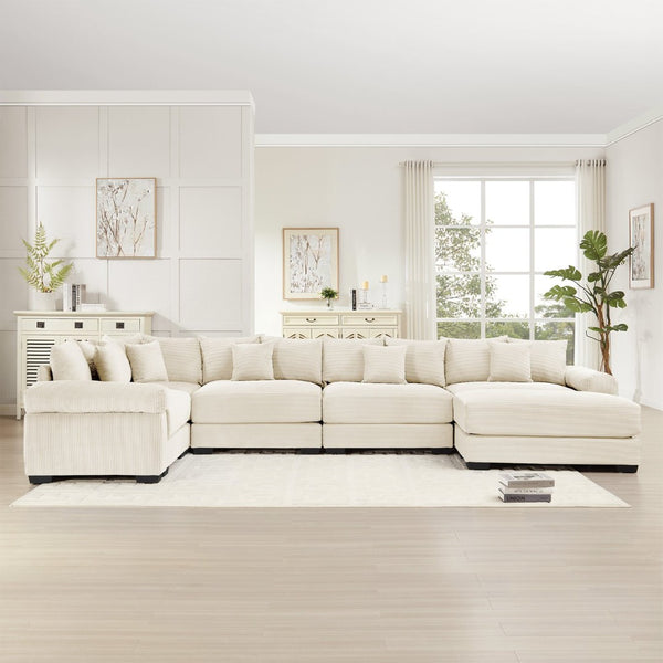 English Elm Oversized Cloud Modular Sectional Couch - Luxurious Convertible With Ottoman, Ergonomic Design & Easy Setup W714S01298-GIGA