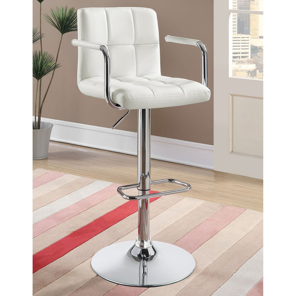 English Elm Letitia White Tufted Adjustable Bar Stool with Chrome Frame, Hydraulic Lift, Footrest & Mid-Century Flair B062P375511