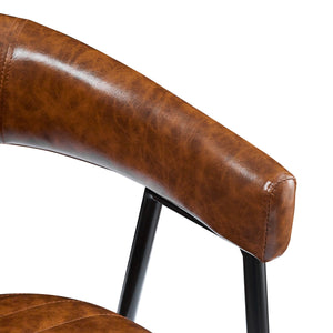 English Elm Christopher Knight Home® - 26'' PU Upholstered Counter Stools Set of 2 with Curved Backrest, Padded Seats & Iron Frame, Brown N780P199985B