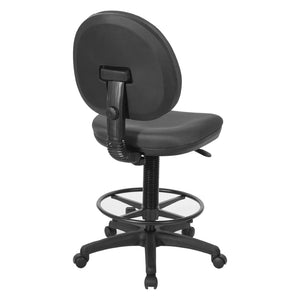 OSP Home Furnishings Sculptured Ergonomic Drafting Chair with Lumbar Support Padded Seat and Footring Shale DC550-295