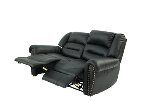 English Elm Plush Power Reclining Loveseat Bonded Leather Nailhead Trim Usb Port Seating B011P467627