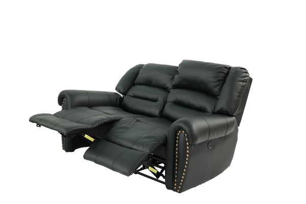 English Elm Plush Power Reclining Loveseat Bonded Leather Nailhead Trim Usb Port Seating B011P467627
