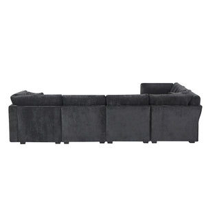 English Elm Christopher Knight Home® - 7-Piece Reversible Modular Corner Sectional In Chic Black Fabric - Versatile Seating For Modern Homes N771P345839_N771P345840_N771P345841_N771P345842H
