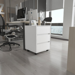 English Elm Eagle 3-Drawer Rectangle Filing Cabinet White — Durable Modern Home Office Storage with Smooth Glides and All-Metal Hardware B06280483