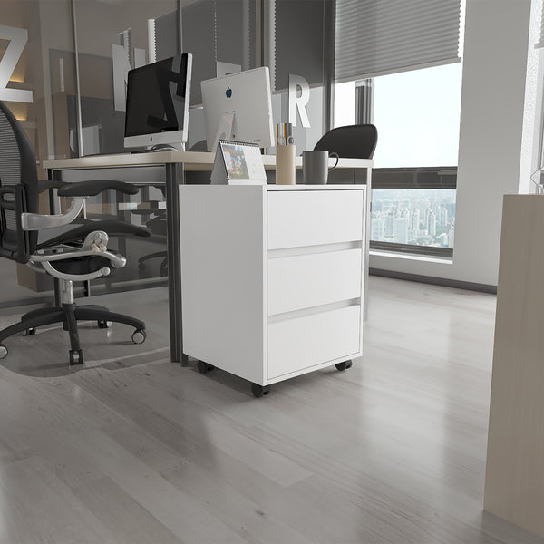 English Elm Eagle 3-Drawer Rectangle Filing Cabinet White — Durable Modern Home Office Storage with Smooth Glides and All-Metal Hardware B06280483