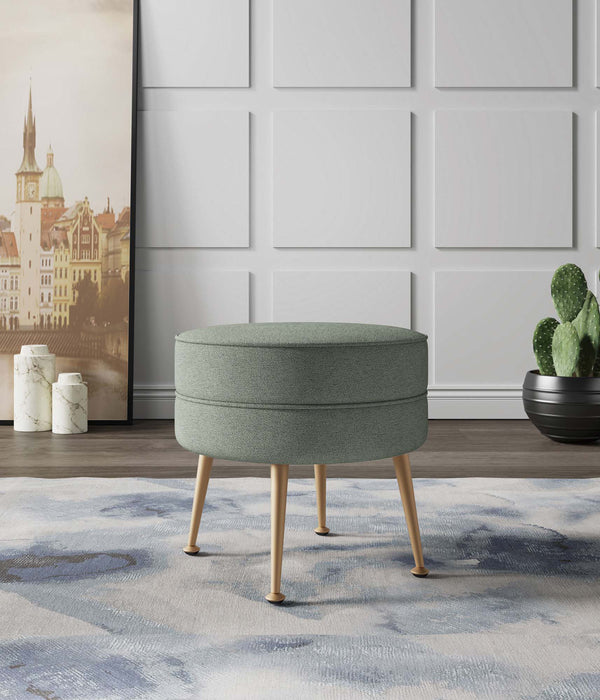 English Elm Bailey Upholstered Accent Ottoman: Sage Green Comfort With Gold Legs For Modern Living Spaces B365P397865