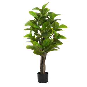 English Elm Christopher Knight Home® - 51" Lifelike Artificial Fiddle Leaf Fig Tree With Black Pot – No Maintenance, Ready To Style Indoors! N772P286774G