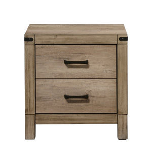 English Elm 1pc Nightstand with Three Spacious Drawers White Mist Finish Metal Hardware Mirrored Top Elegant Storage Brown 27 L x 19 W x 28 H B011P228961