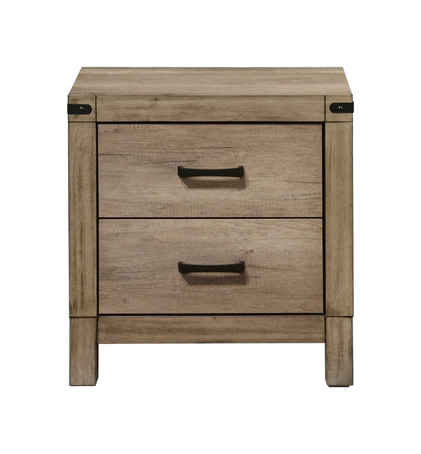 English Elm 1pc Nightstand with Three Spacious Drawers White Mist Finish Metal Hardware Mirrored Top Elegant Storage Brown 27 L x 19 W x 28 H B011P228961