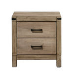 Contemporary Tall Two-Drawer Nightstand Solid Wood Brown Finish