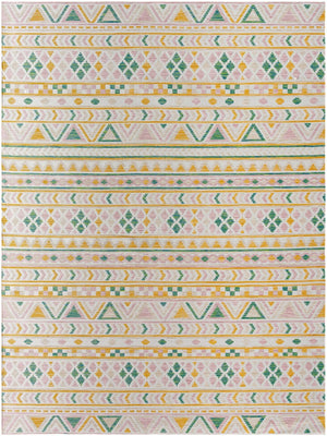 Livabliss Barbados Flatweave Polypropylene Area Rug Machine Woven Turkey Indoor Outdoor White, Mustard 5'2" x 7' BBD2300-527