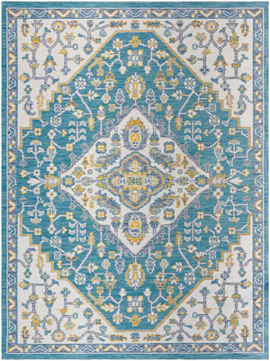 Livabliss Barbados Polypropylene Area Rug Machine Woven Indoor Outdoor High Traffic Floor Accent Teal, White 5'2" x 7' BBD2302-527