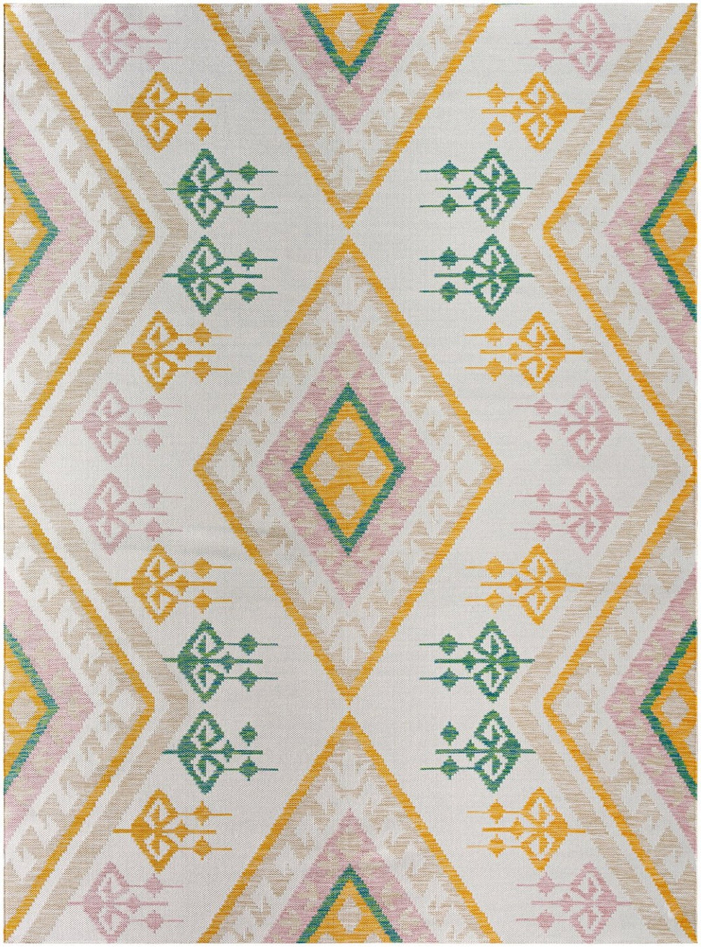 Livabliss Barbados Geometric Flatweave Polypropylene Rug for Indoor Outdoor High Traffic Areas White, Light Br 7'10" x 10' BBD2307-71010