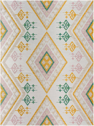 Livabliss Barbados Geometric Flatweave Polypropylene Rug for Indoor Outdoor High Traffic Areas White, Light Br 7'10" x 10' BBD2307-71010
