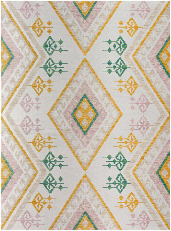 Livabliss Barbados Geometric Flatweave Polypropylene Rug for Indoor Outdoor High Traffic Areas White, Light Br 7'10" x 10' BBD2307-71010