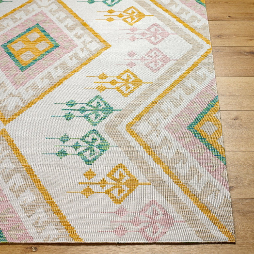 Livabliss Barbados Geometric Flatweave Polypropylene Rug for Indoor Outdoor High Traffic Areas White, Light Br 7'10" x 10' BBD2307-71010