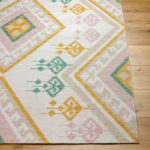 Livabliss Barbados Geometric Flatweave Polypropylene Rug for Indoor Outdoor High Traffic Areas White, Light Br 7'10" x 10' BBD2307-71010