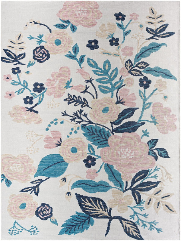 Livabliss Barbados Flatweave Polypropylene Area Rug Weather Resistant Indoor Outdoor Patio Floor Accent White, Light Be 6'7" x 9' BBD2312-679