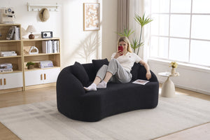 English Elm Ly-049s Curved Chenille Loveseat with Boneless Frame for Modern Living Spaces Black W2231P402442