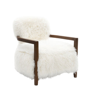 English Elm Contemporary Sculpted Barrel-Back Arm Chair with Smooth Casters, Neutral Textured Upholstery, Stylish Accent Seating White 29 L x 30 W x 31 H B2741P401368