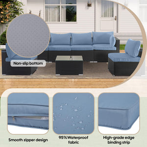 English Elm Cushion Covers 14 Piece Set for Outdoor Wicker Rattan Sectional Patio Sofa Uv Blue W419P460543
