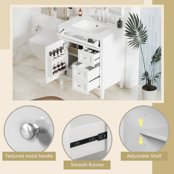 English Elm 30'' Bathroom Vanity With Ceramic Sink & Elegant Storage Solutions For Modern Home Décor Upgrade N710P250194K