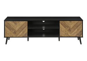 English Elm Tv Stand, 72-Inch Modern Console With Storage Cabinets For Living Room & Bedroom - Brown & Black Design B2710P219123-GIGA