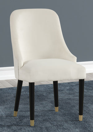 English Elm Contemporary Velvet Upholstered Rounded Back Dining Chairs with Gold Accent Legs Set of 2, Elegant Comfort Cream 30.12 L x 24.22 W x 22.25 H B011P290550