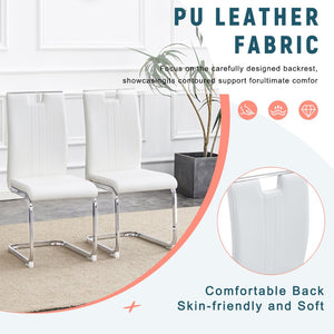 English Elm Set Of 4 Bow-Shaped White Pu Chairs - Modern Ergonomic Design For Comfort In Any Contemporary Space W3226P279081-GIGA