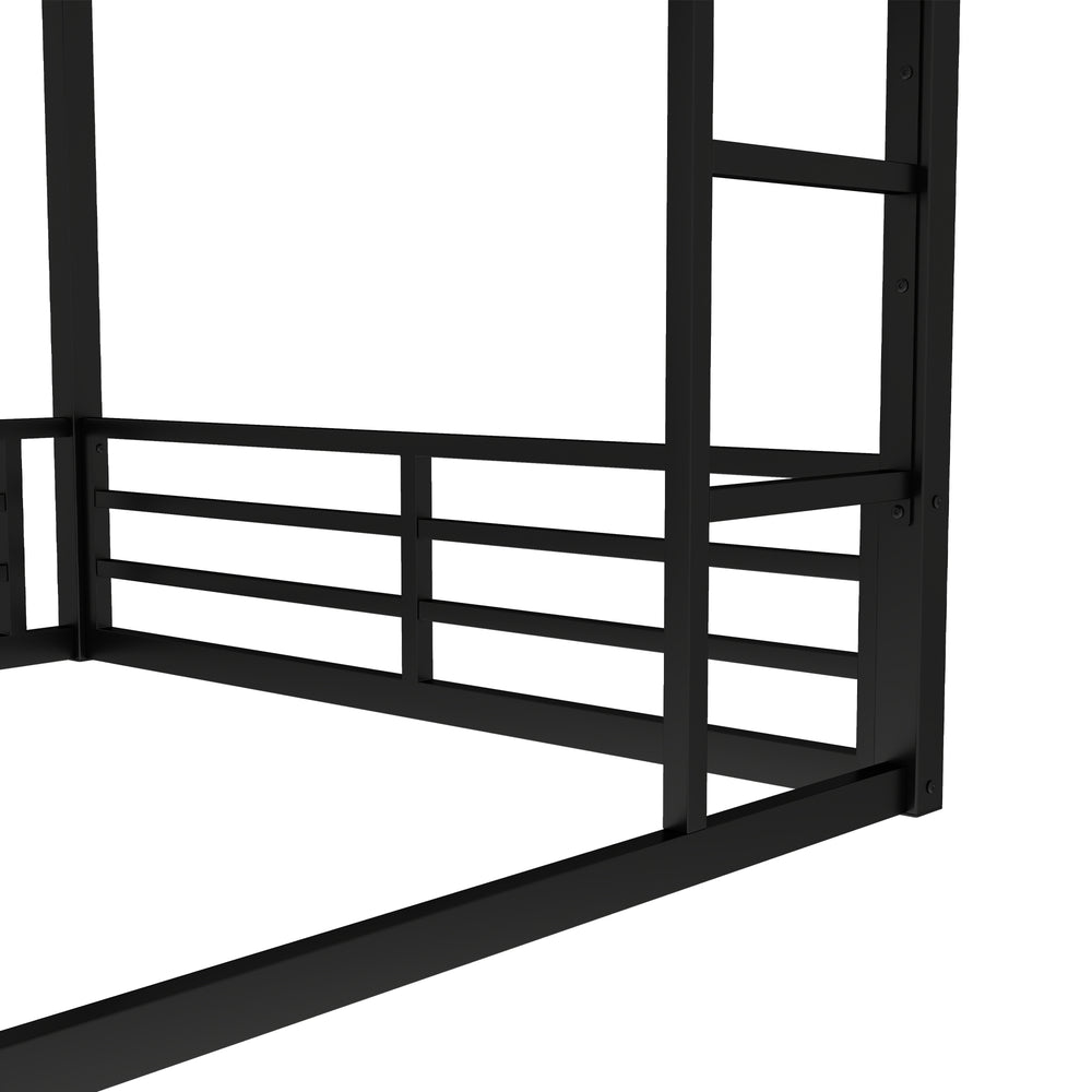 English Elm Metal Queen Over Queen Bunk Bed – Space-Saving Design For Teens & Adults, No Box Spring Needed, Black W1580S00140