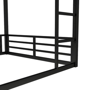 English Elm Metal Queen Over Queen Bunk Bed – Space-Saving Design For Teens & Adults, No Box Spring Needed, Black W1580S00140