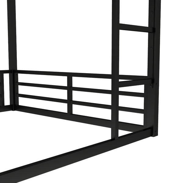 English Elm Metal Queen Over Queen Bunk Bed – Space-Saving Design For Teens & Adults, No Box Spring Needed, Black W1580S00140