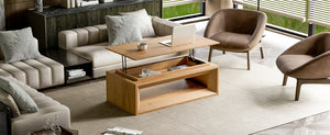 English Elm 43.3'' Wood Veneer Lift Top Coffee Table with Hidden Storage for Living Room Natural Wood W1435P453251