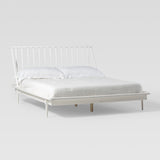 Modern Wood Queen Spindle Bed White BQSPINWH Walker Edison