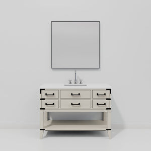 English Elm White Oak Single Bath Vanity Set With Cultured Marble Top, Chrome Faucet & Coordinating Mirror B2731S02110-GIGA