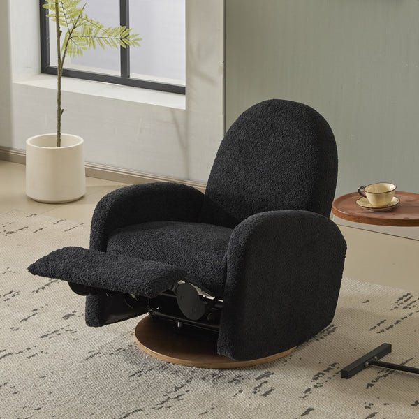 English Elm Christopher Knight Home® - 360 Swivel and Glider Recliner Chair with Boucle Upholstery, Solid Wood Base, Smooth Rocking Comfort Black N771P207029H